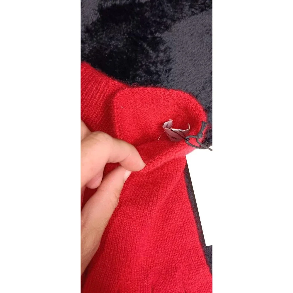 NWT! Italic 100% Pure Cashmere Knit Gloves Red Touchscreen Tech Texting One Size